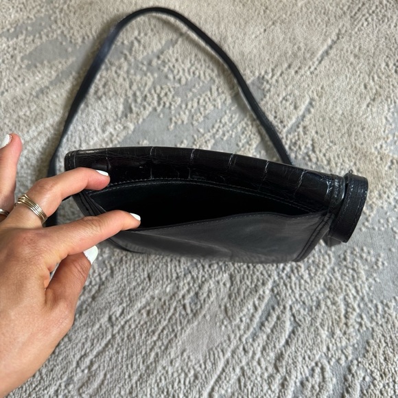 Vintage Brahmin Crocodile croc Embossed Leather Crossbody rectangle Bag small - Picture 2 of 10